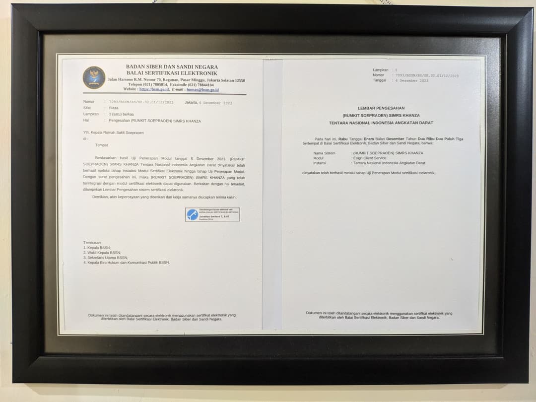 Pengesahan TTE Rumkit Tk.II dr.Soepraoen 