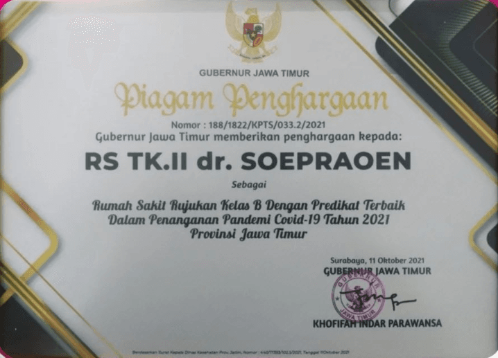 Rumah Sakit Rujukan Kelas B dengan Predikat Terbaik dalam Penanganan Pandemi Covid-19