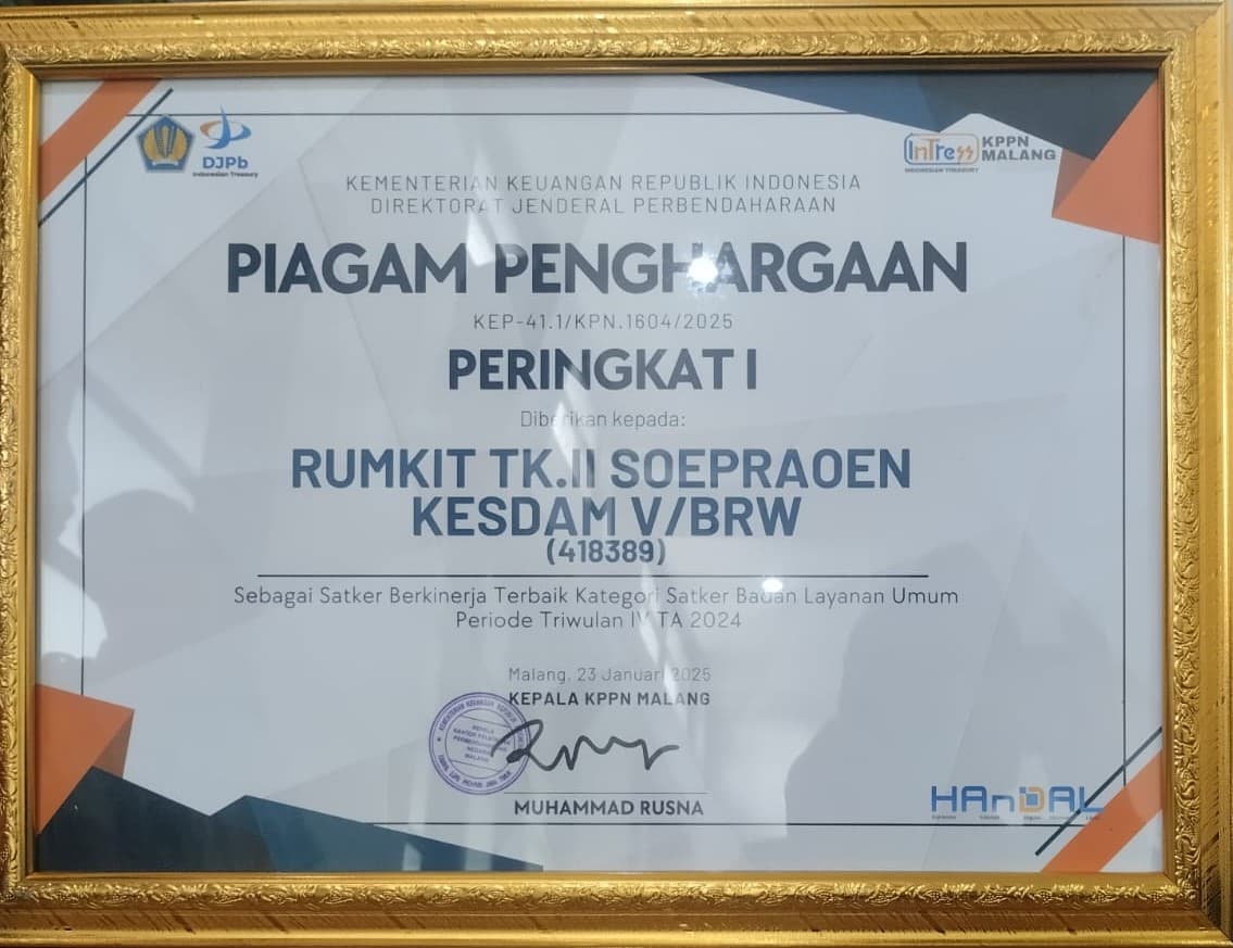 Piagam Penghargaan Satker Berkinerja Terbaik Kategori BLU Periode Triwulan IV