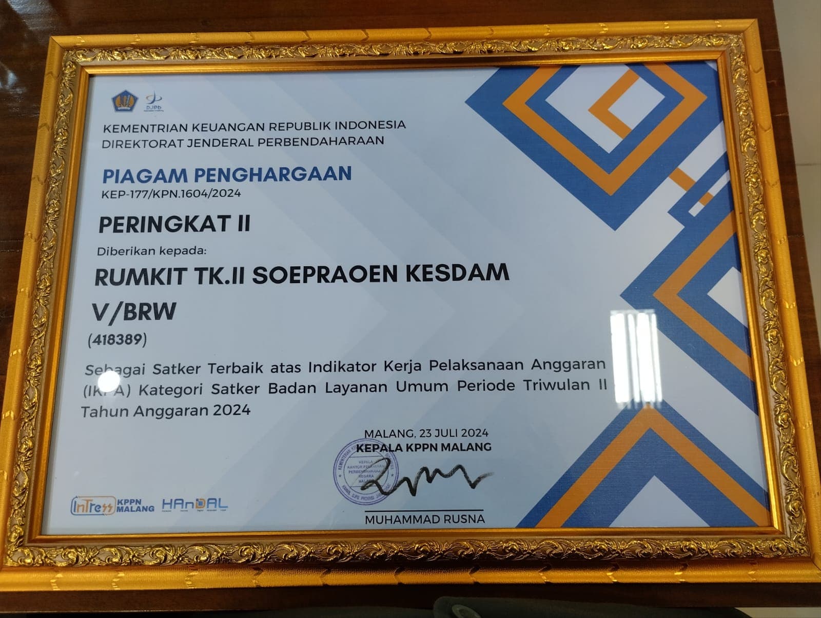 Satker Terbaik IKPA (Indikator Kerja Pelaksanaan Anggaran) TW. II Ta. 2024