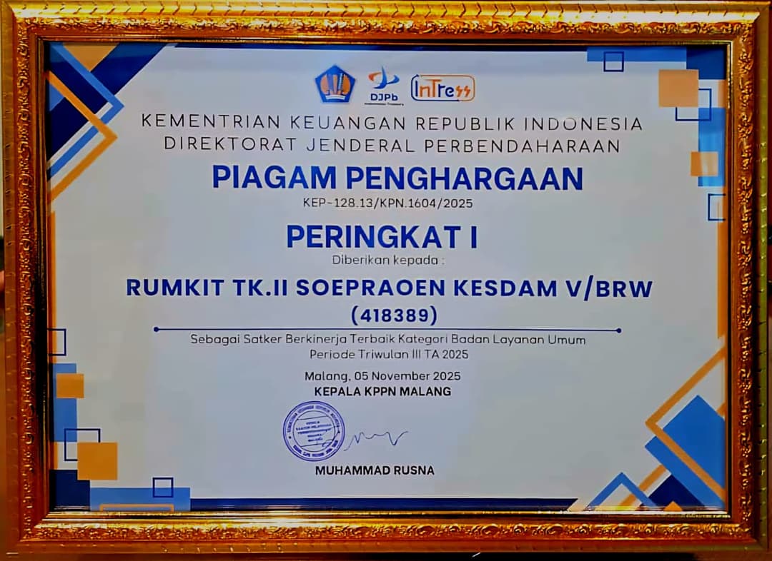Piagam Penghargaan Satker Berkinerja Terbaik Kategori BLU Periode Triwulan III
